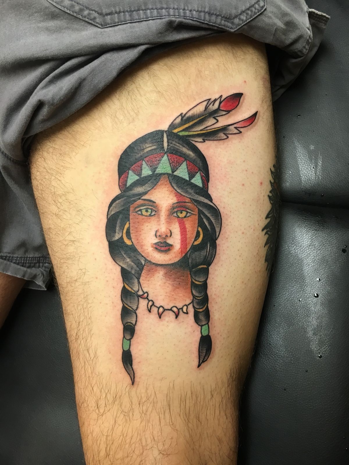 Classic Tribal Woman Portrait Tattoo Design