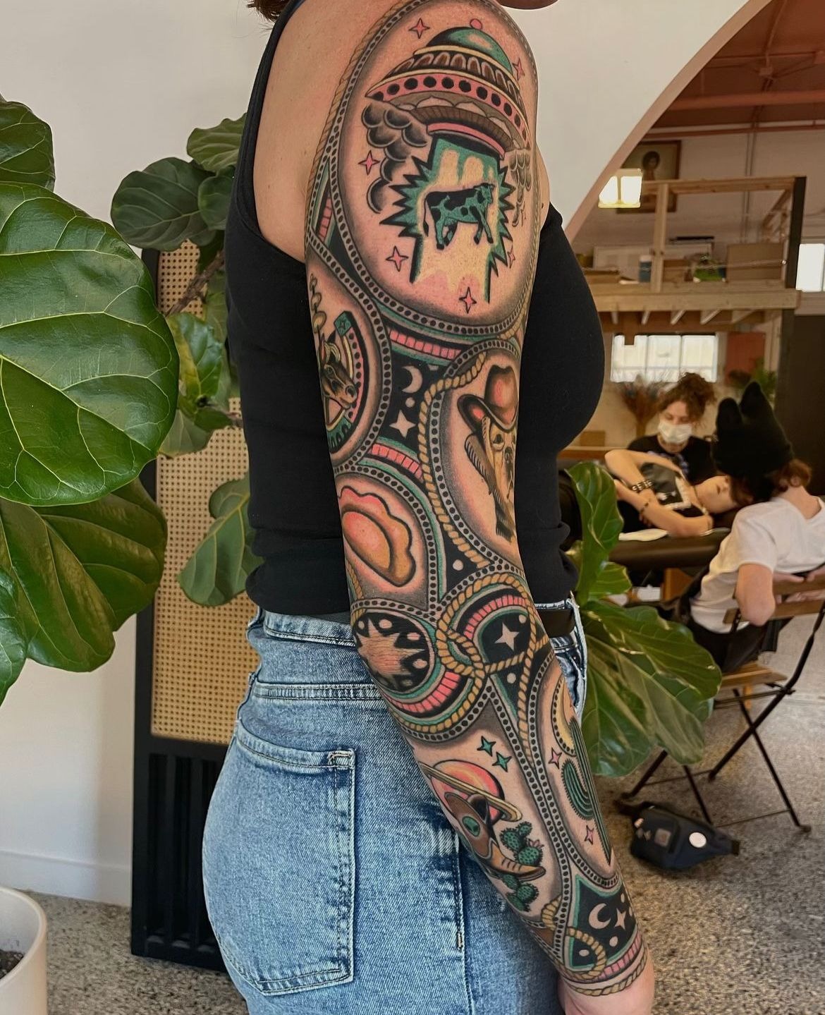 Decorative Storytelling Arm Sleeve Tattoo Design