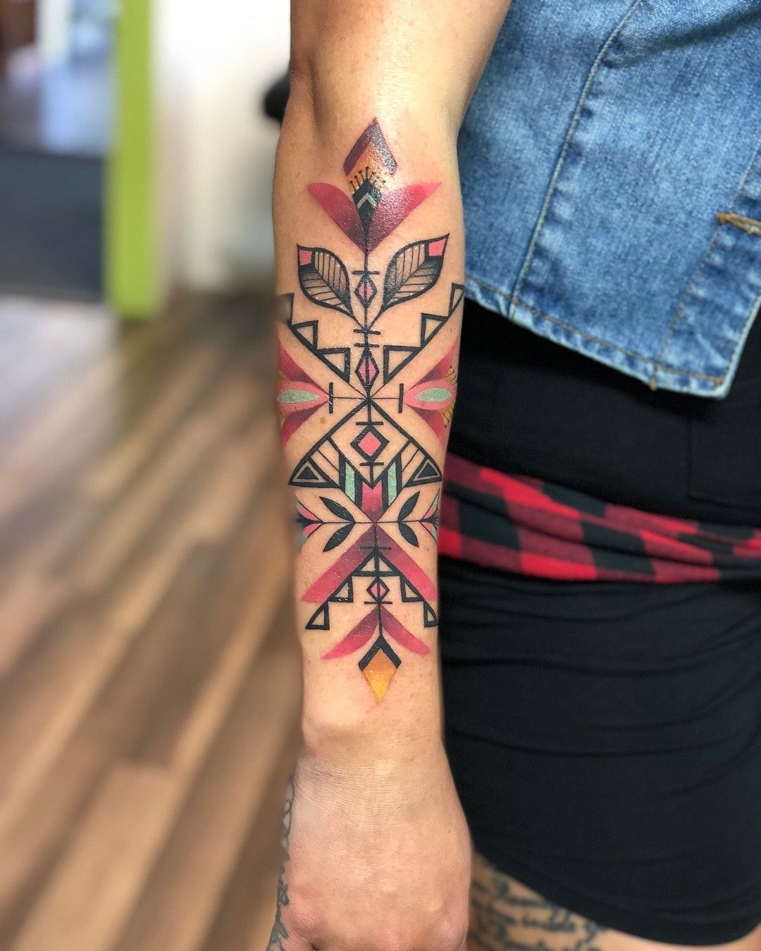 Geometric Tribal Symbol Forearm Design Tattoo Design
