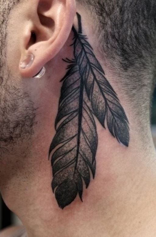 Minimal Feather Neck Design Tattoo Design