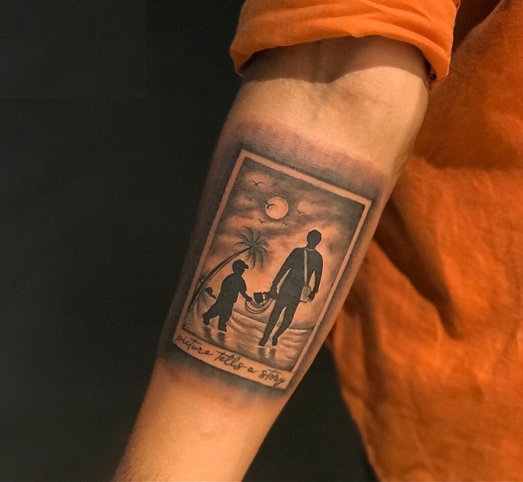 Father and Son Beach Sunset Tattoo Tattoo Design