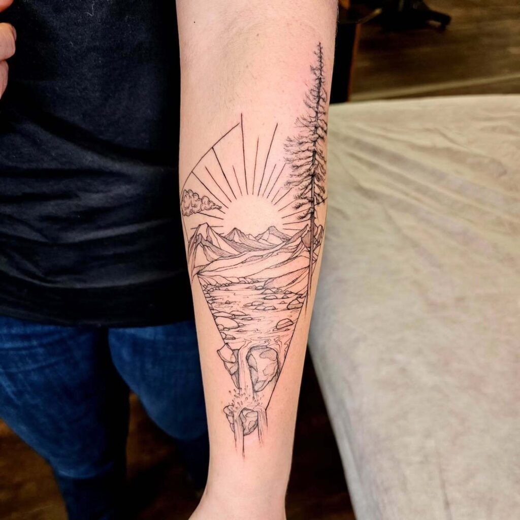 Geometric Oregon Nature Scene Tattoo Tattoo Design
