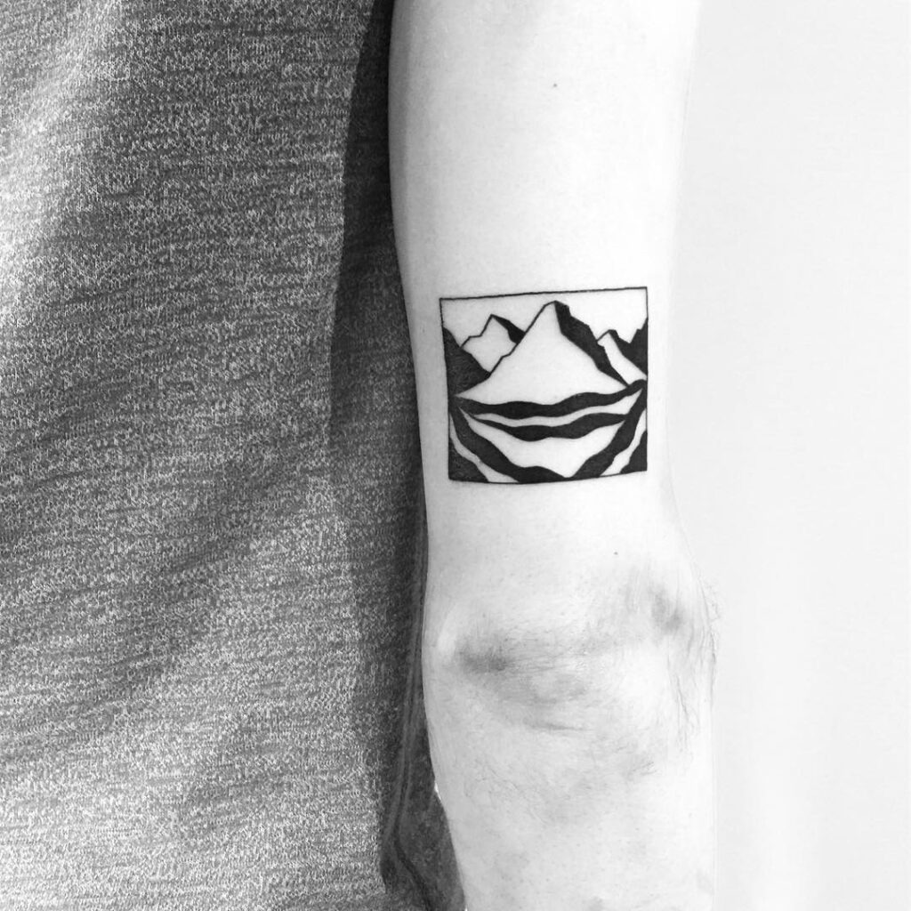 Minimalist Mountain and Reflection Nature Scene Tattoo Tattoo Design