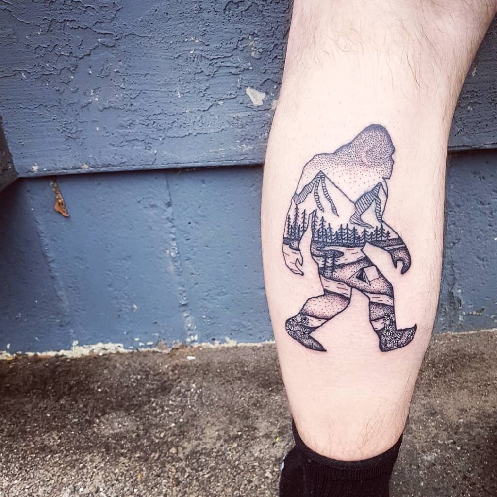 Sasquatch Mountain Scene Tattoo Tattoo Design