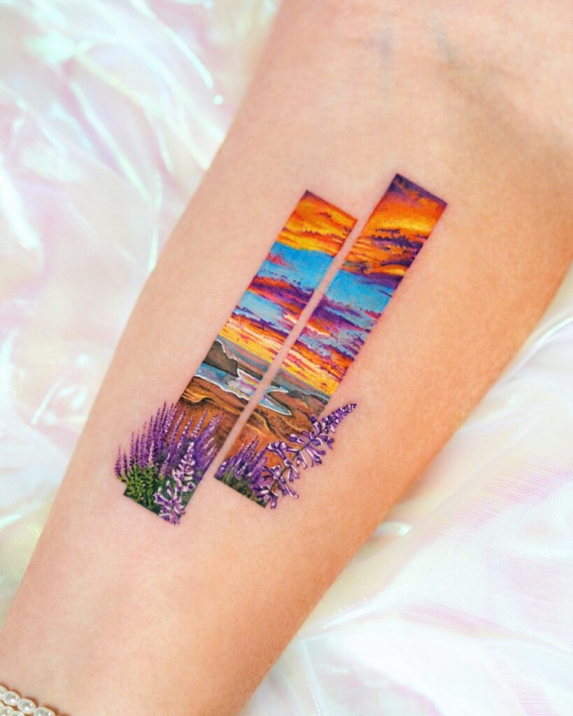 Sunset Ocean Nature Scene Tattoo Tattoo Design