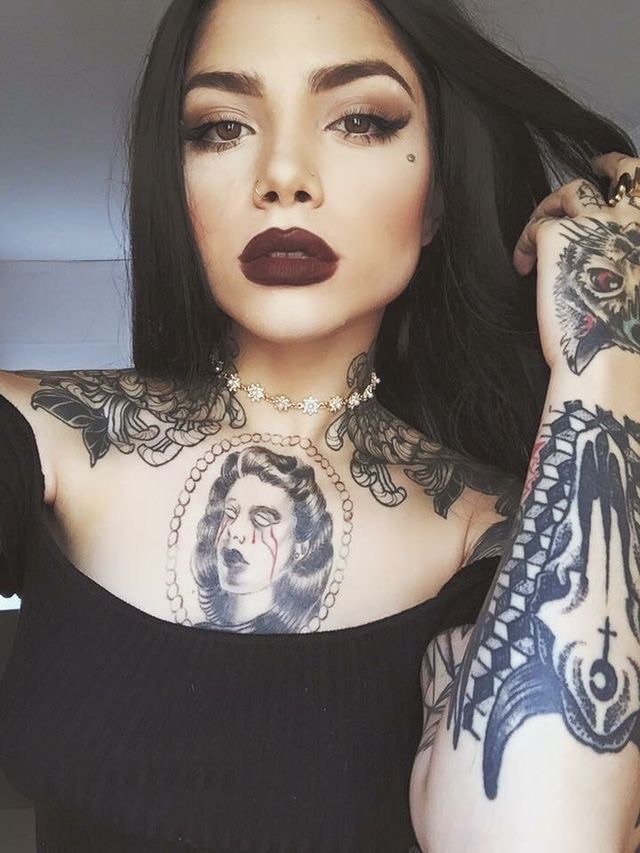 A 1950s Housewife Cries Blood Tattoo Design