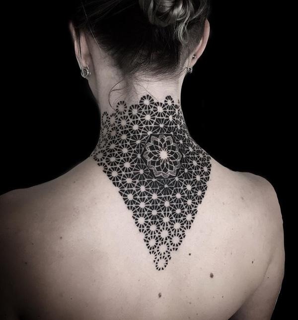 A Reverse Bib with a Mehndi Flower Tattoo Design