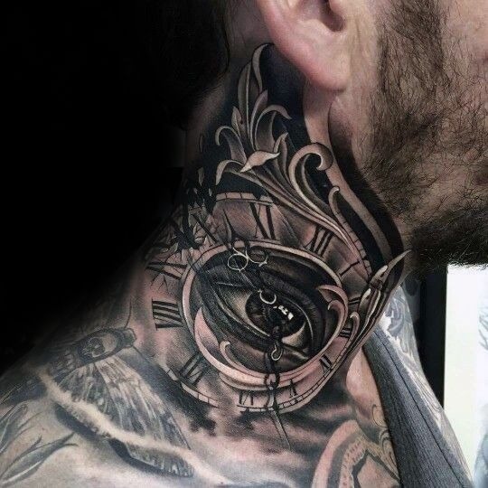 Keeping an Eye on the Time Neck Tattoo Tattoo Design