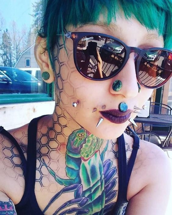 Neon Bug and Futuristic Hive Tattoo Design