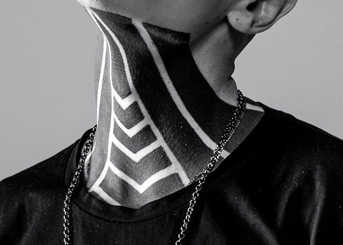 Stark Black Chevron Neck Tattoo Ideas Tattoo Design