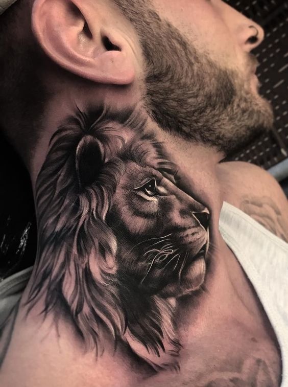 Summoning the Strength of a Lion Neck Tattoo Tattoo Design