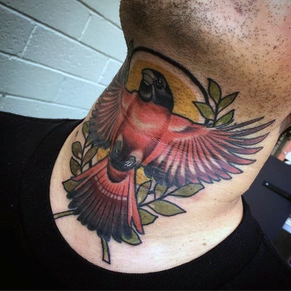 The Luck of the Red Bird Neck Tattoo Tattoo Design