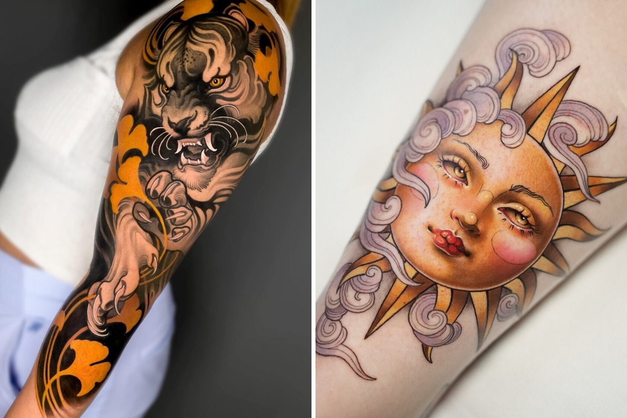 79+ Neo Traditional Tattoo Ideas With Black Grey Art Animal Flower Japanese and American Flash Design Featured Lookbook Collage