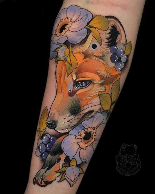 Floral Fox: A Blend of Nature and Femininity Tattoo Design