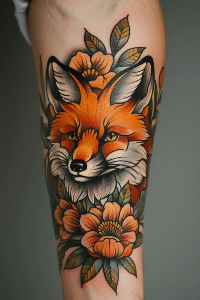Fox and Floral Harmony: The Beauty of Nature in Tattooing Tattoo Design