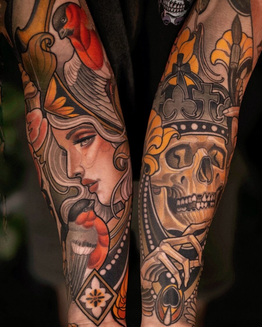 Stunning neo-traditional skull and portrait tattoos Tattoo Design