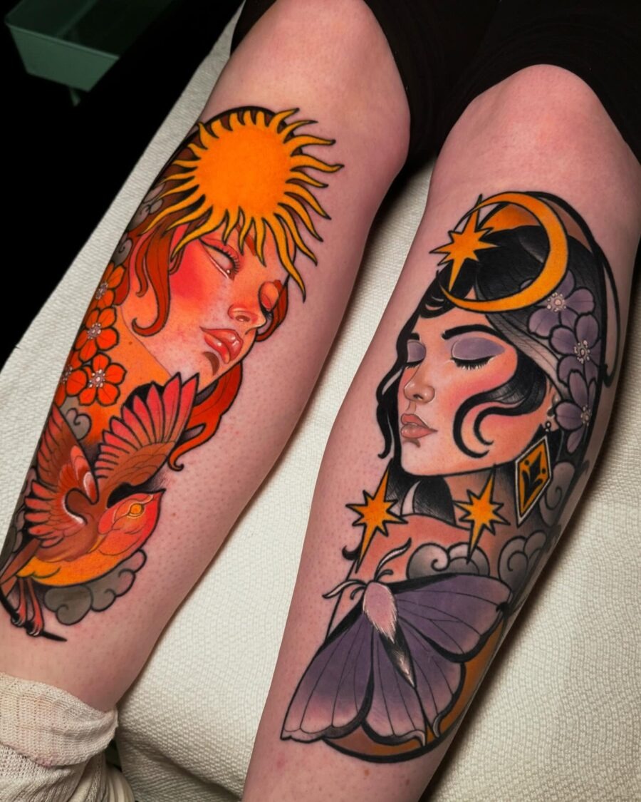 Sun and Moon Female Figures Tattoo Design Tattoo Design
