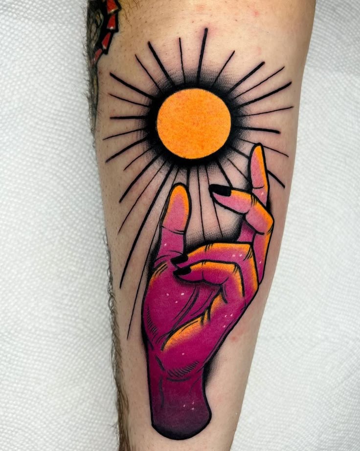 The Cosmic Hand: A Celestial Connection Tattoo Design