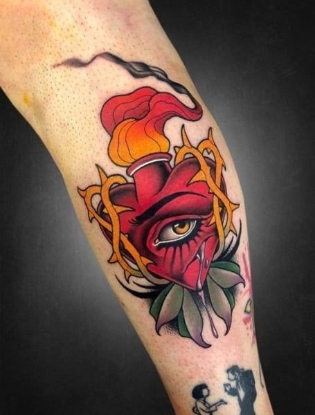 The Sacred Eye-Heart: A Symbol of Passion and Intuition Tattoo Design