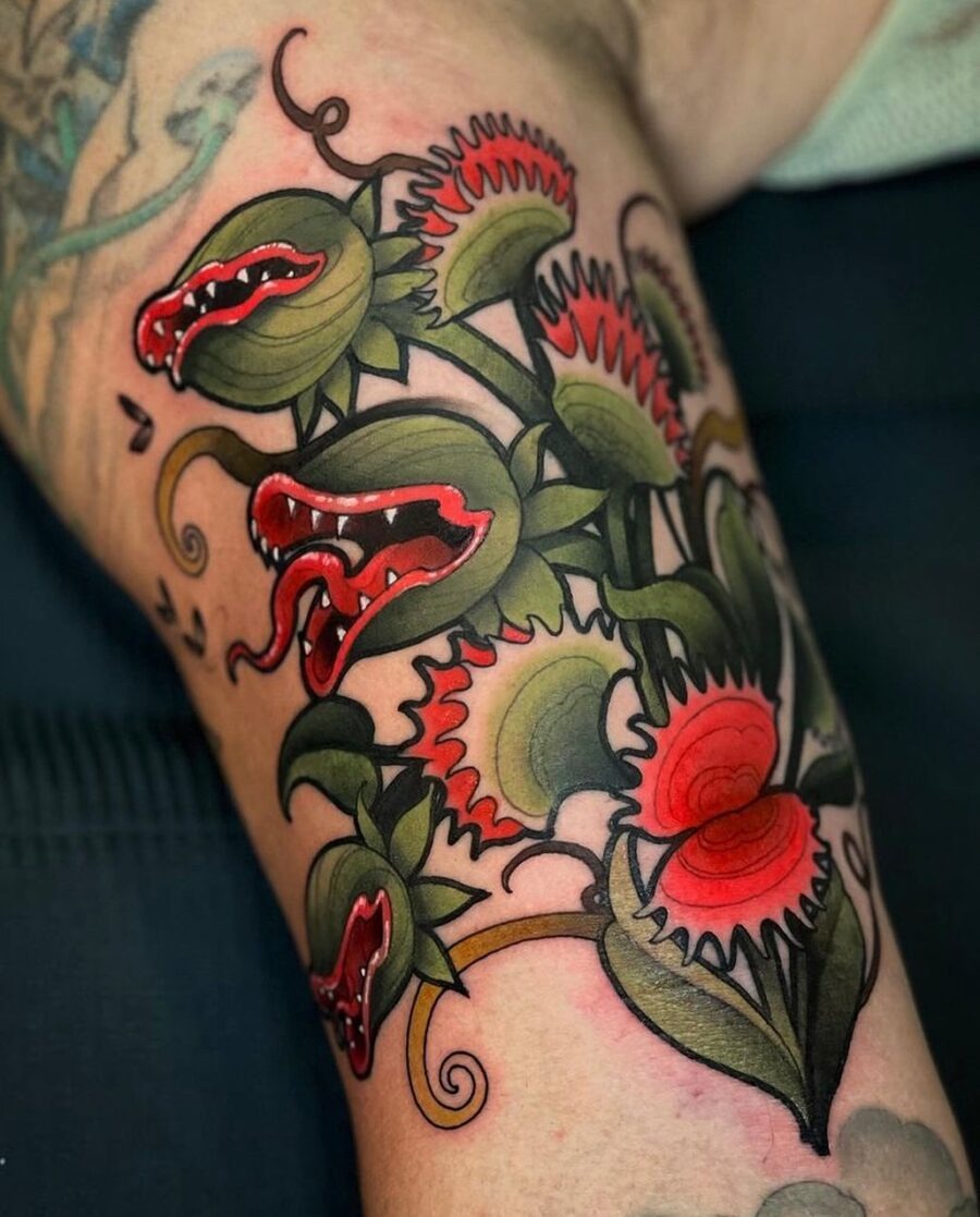 Vibrant Neo-Traditional Floral Tattoo Design Tattoo Design