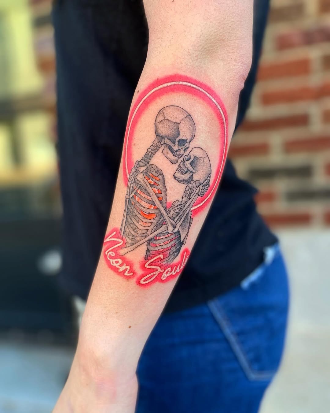 Eerie yet vibrant neon skeleton tattoos Tattoo Design