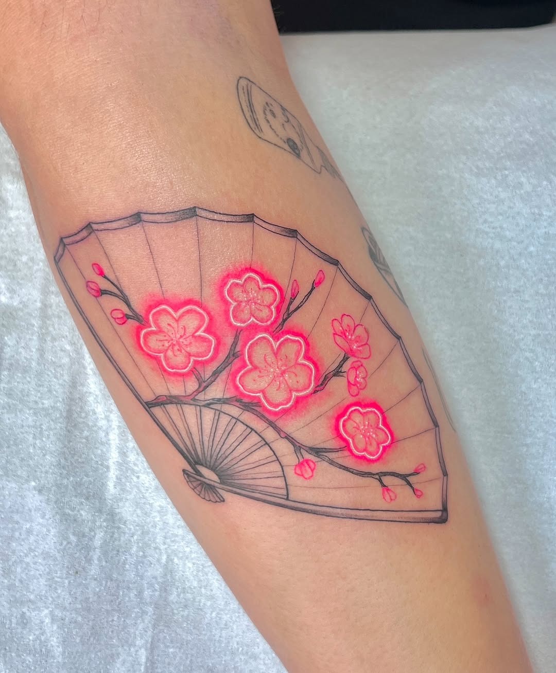 Radiant cherry blossom fan tattoo design Tattoo Design