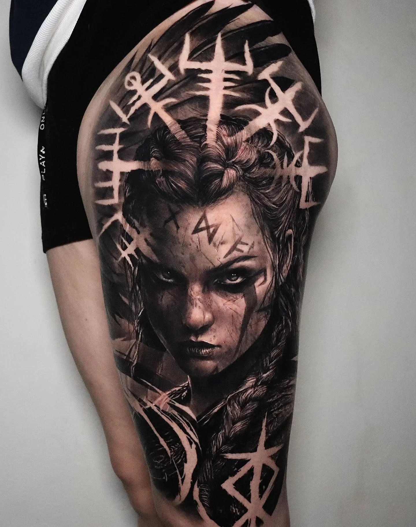 Shieldmaiden and Helm of Awe Nordic Tattoo Tattoo Design