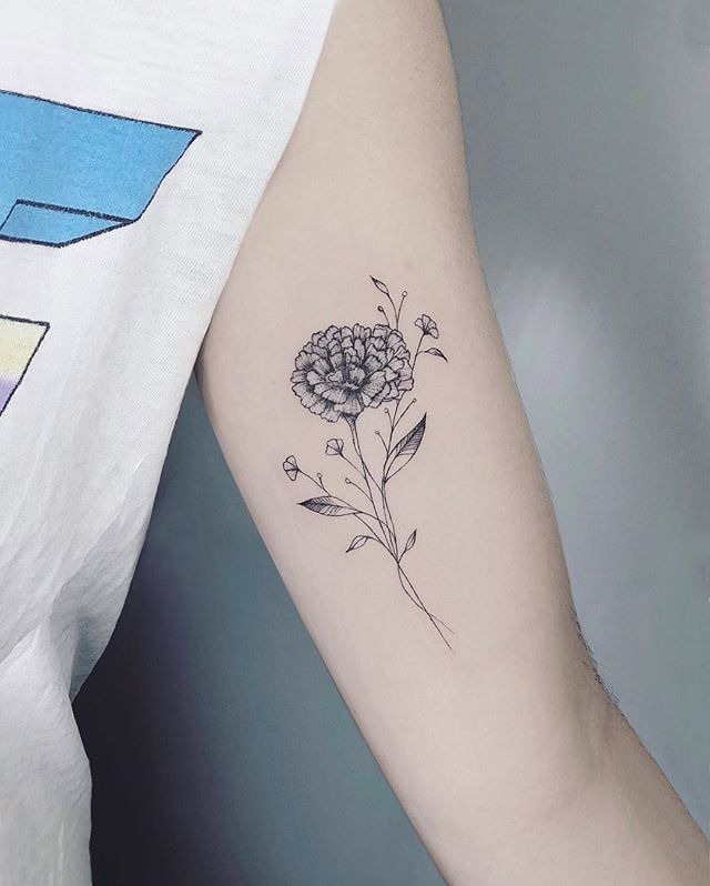 Minimalist Chrysanthemum with Buds, a tattoo design rendered in clean detailed linework.