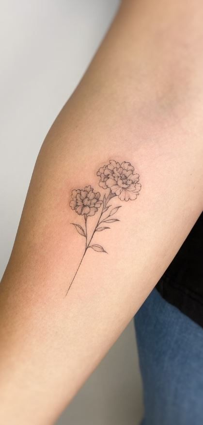 Simple Mini Chrysanthemums, a tattoo design rendered in minimalist fine-line.