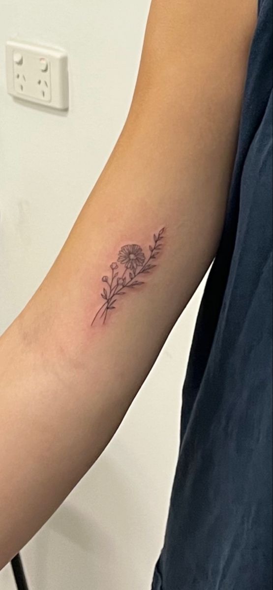 Tiny Arm Chrysanthemum, a tattoo design rendered in clean detailed linework.