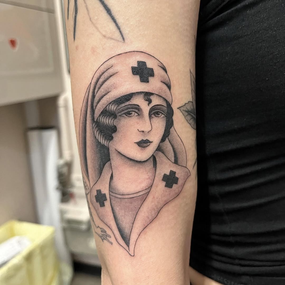 Classic nurse tattoo with vintage flair Tattoo Design