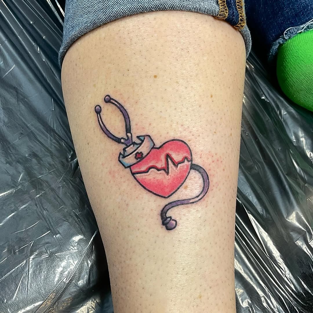 Heart and stethoscope tattoo for nurses Tattoo Design