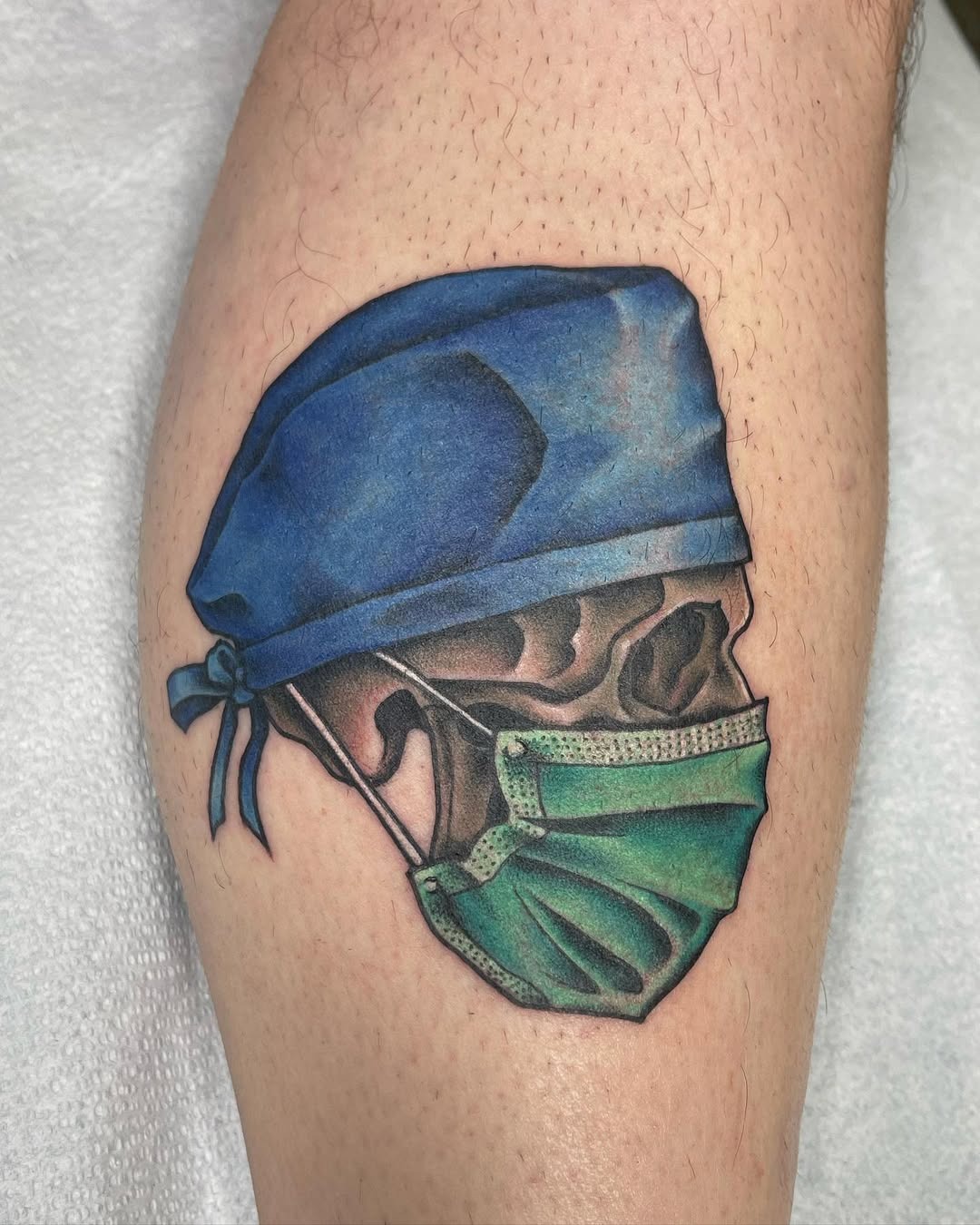 Realistic nurse tattoo with mask and cap Tattoo Design