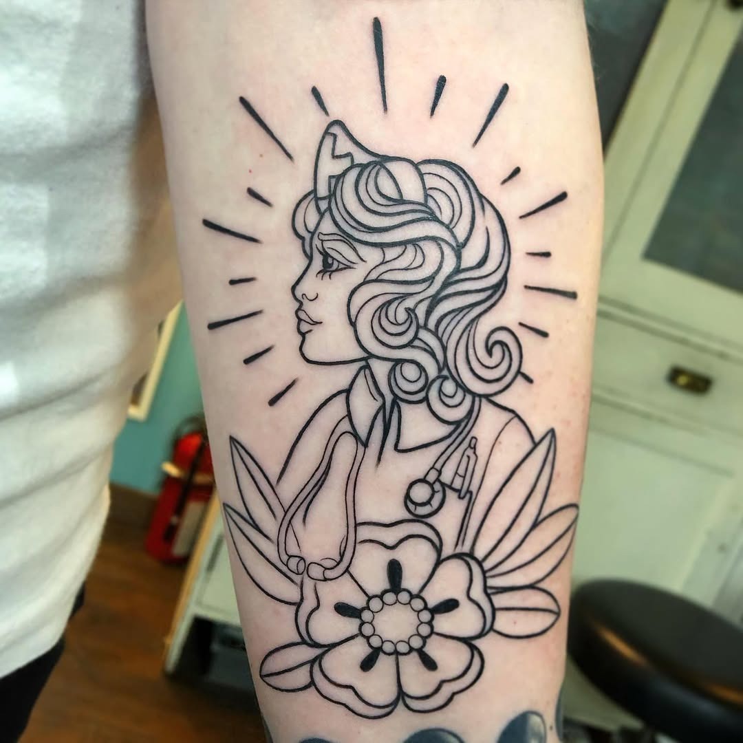 Stylish nurse tattoo showcasing care and dedication Tattoo Design