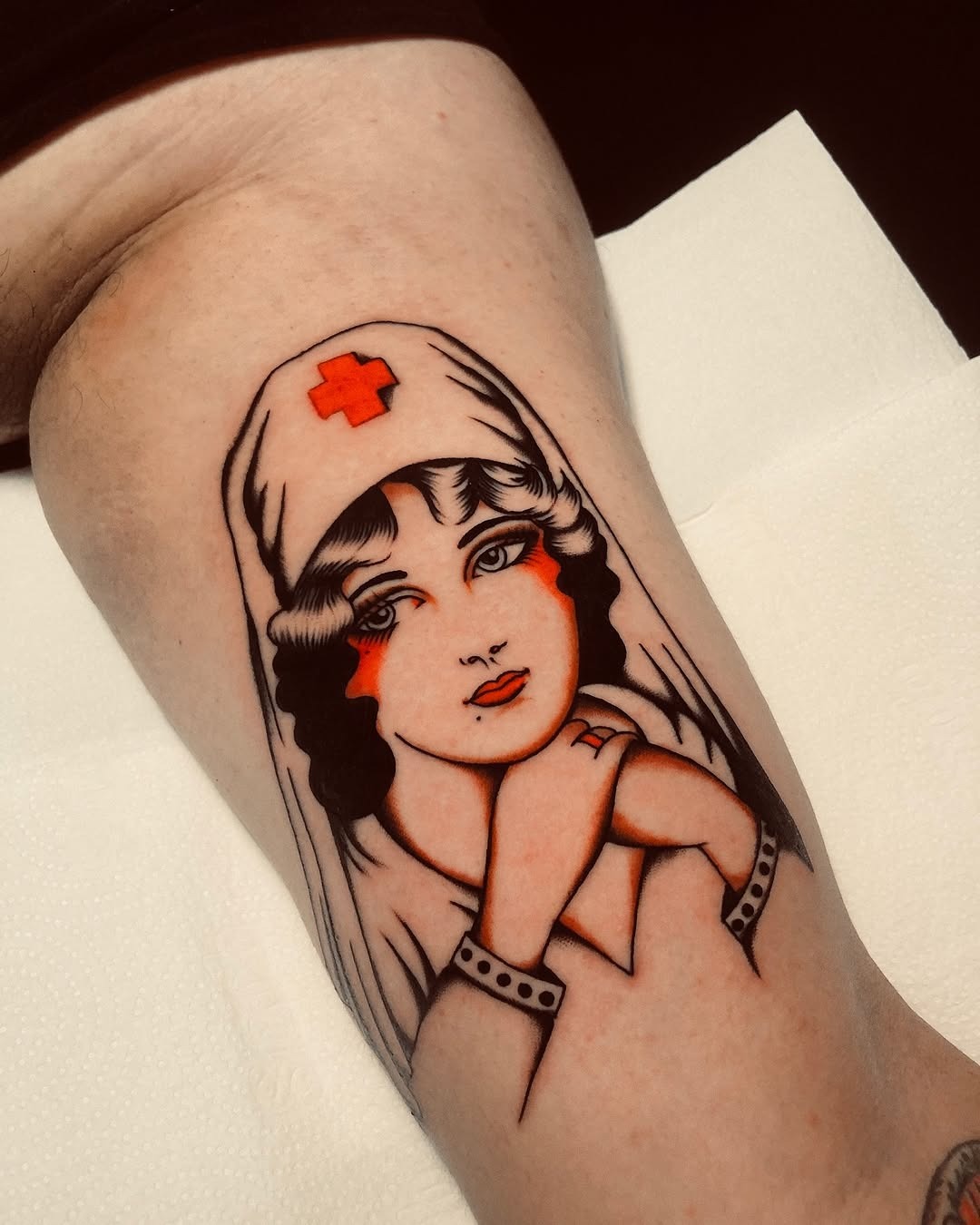 Vintage nurse tattoo with classic charm Tattoo Design