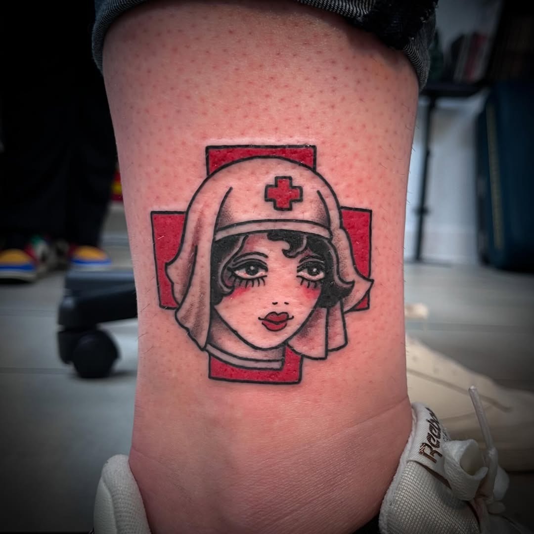 Vintage nurse tattoo with retro vibes Tattoo Design