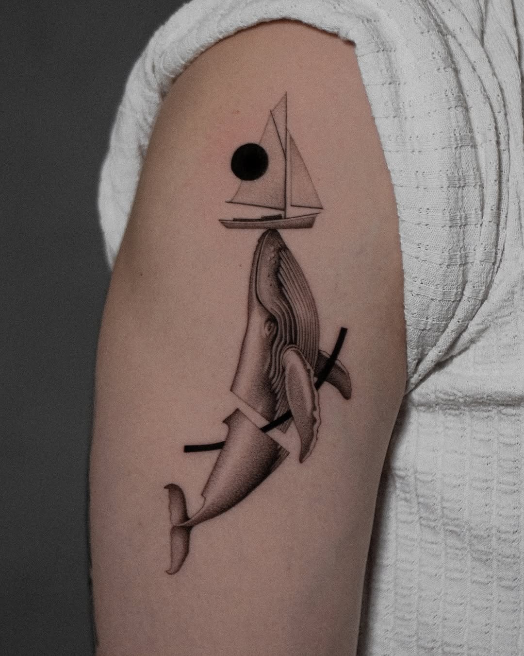 A unique whale sailing tattoo design Tattoo Design