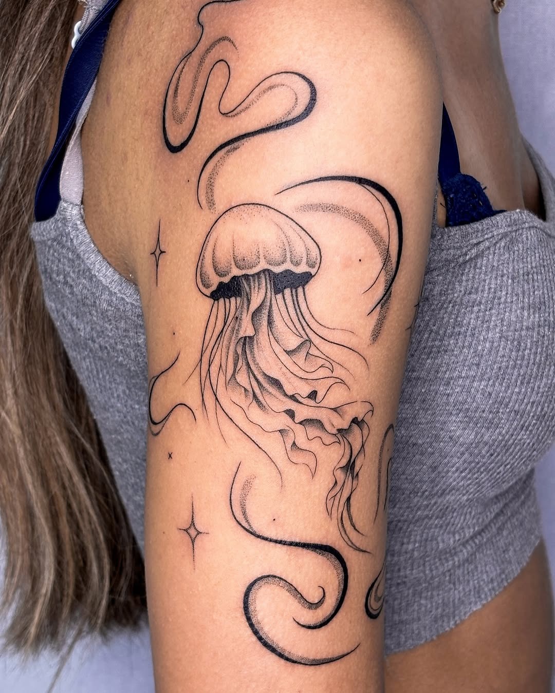 Elegant Jellyfish Tattoo Design in Black Ink Tattoo Design