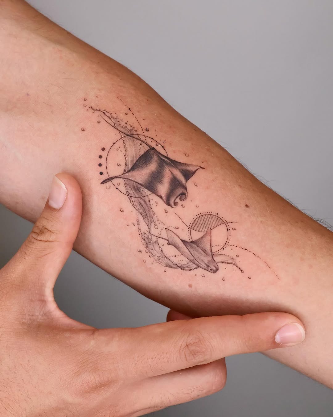 Elegant Manta Ray Tattoo with Fluid Lines Tattoo Design