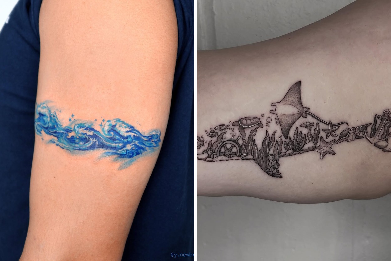 24 Mesmerizing Ocean Tattoo Ideas And Deep Sea Waves Featured Lookbook Collage