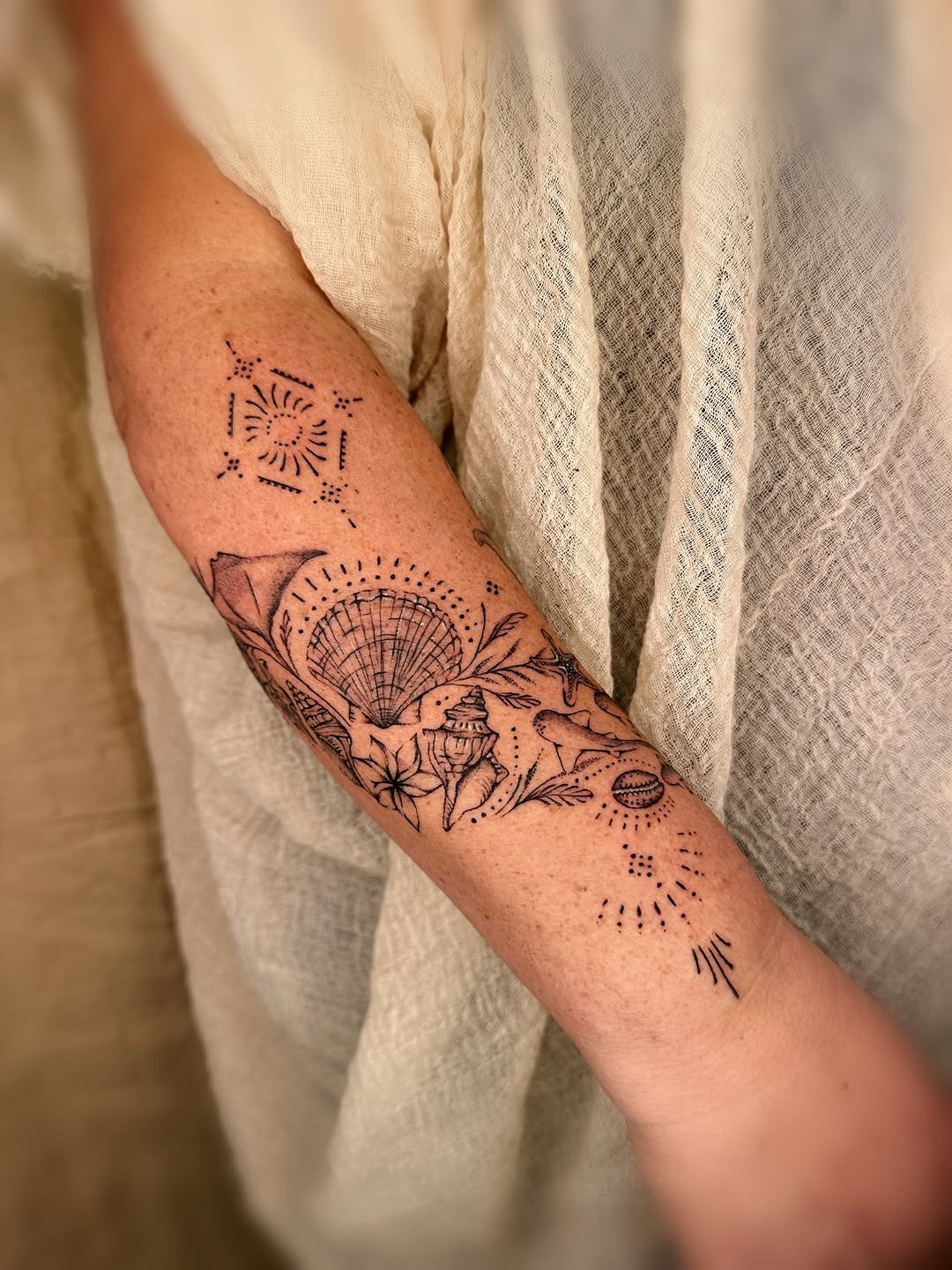 Intricate ocean-themed tattoo design with elements Tattoo Design