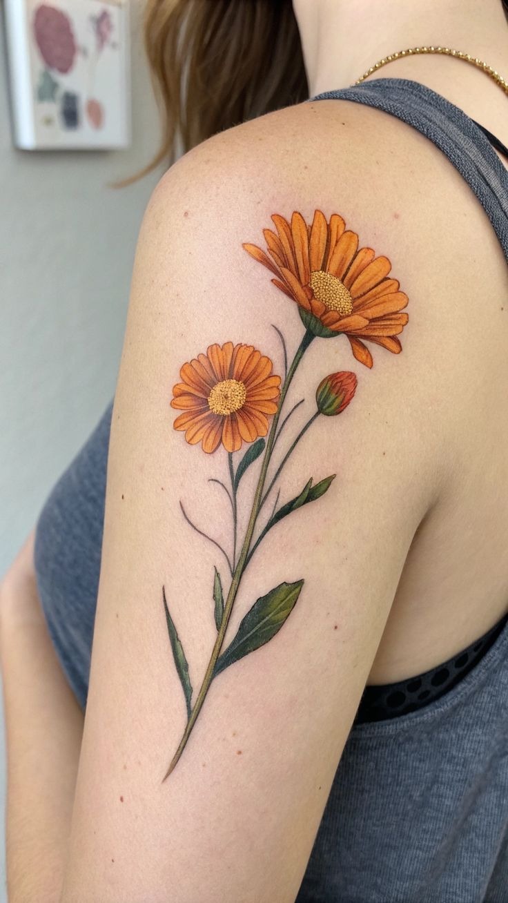 Daffodil Moon Fine Line Tattoo Tattoo Design