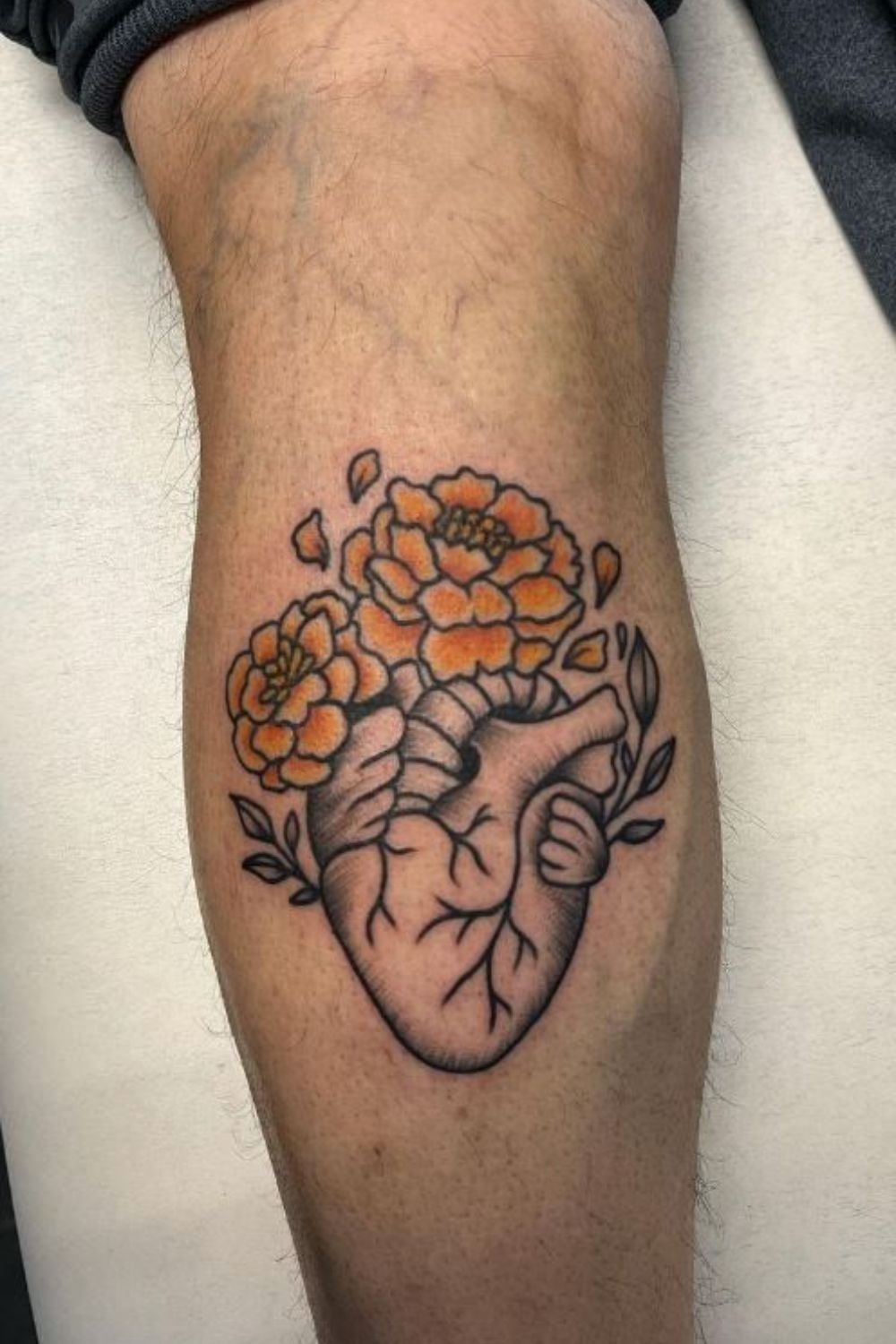 Marigold Handheld Line Art Tattoo Tattoo Design