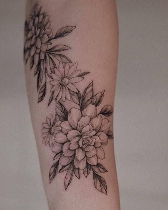 Vibrant Marigold Shoulder Tattoo Tattoo Design