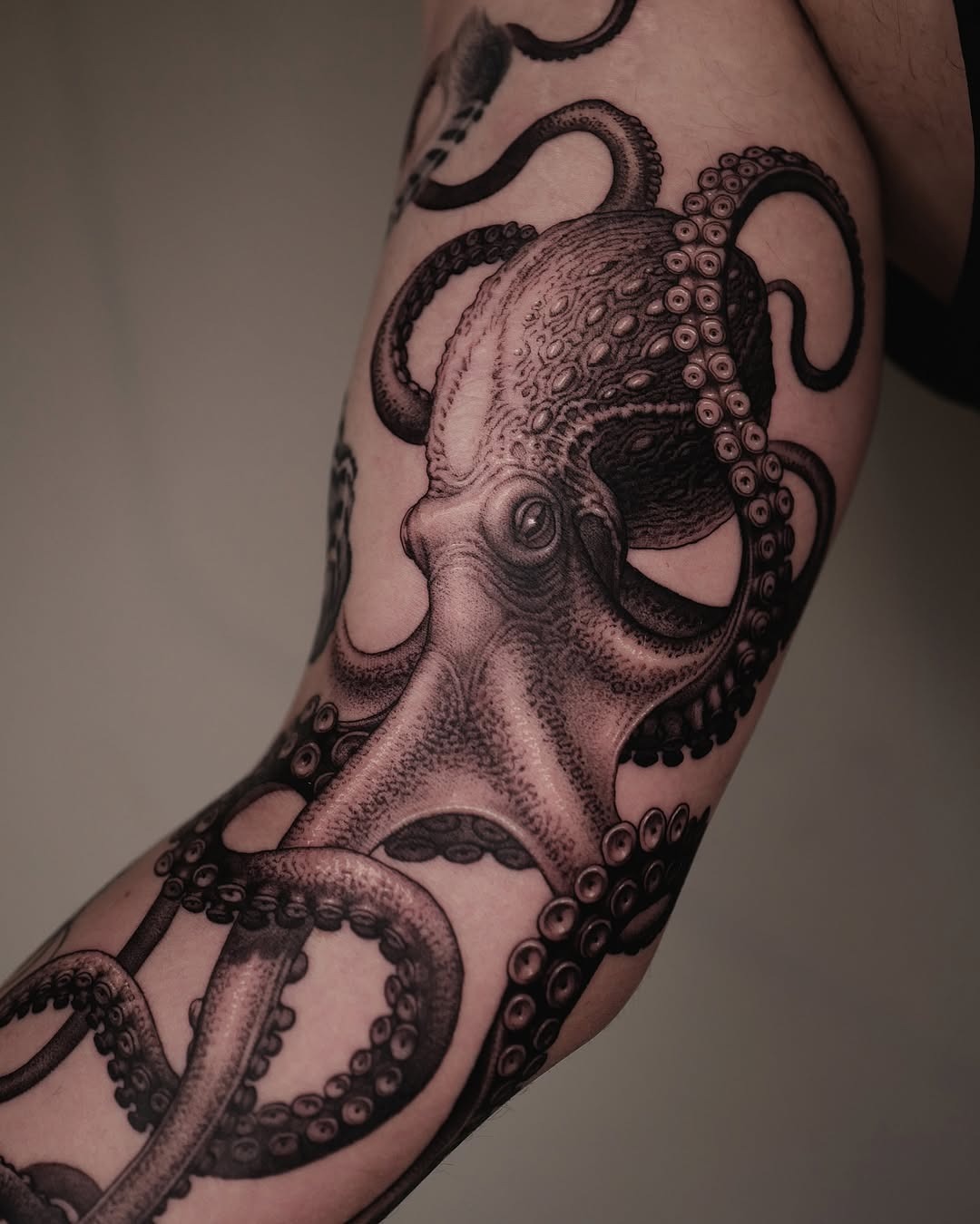 Intricate Black Ink Octopus Arm Tattoo Design Tattoo Design