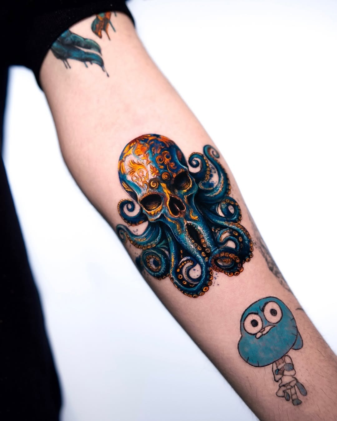 Intricate octopus skull tattoo showcasing vibrant designs Tattoo Design