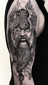 Odin Portrait with Vegvísir Symbol Tattoo Design