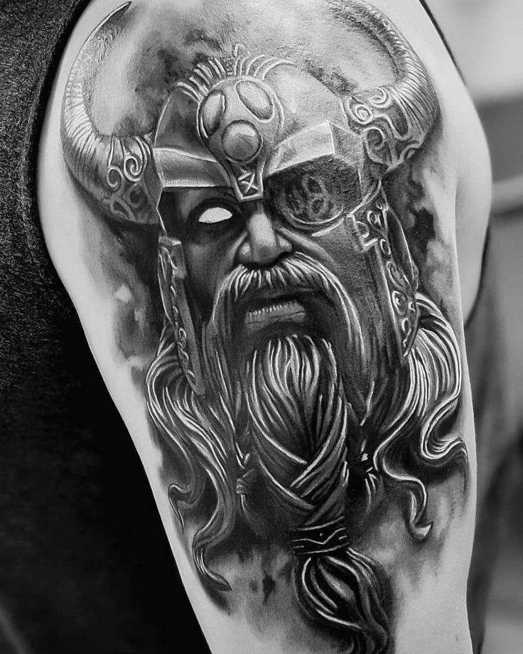 Odin with Vegvísir Crown Tattoo Design
