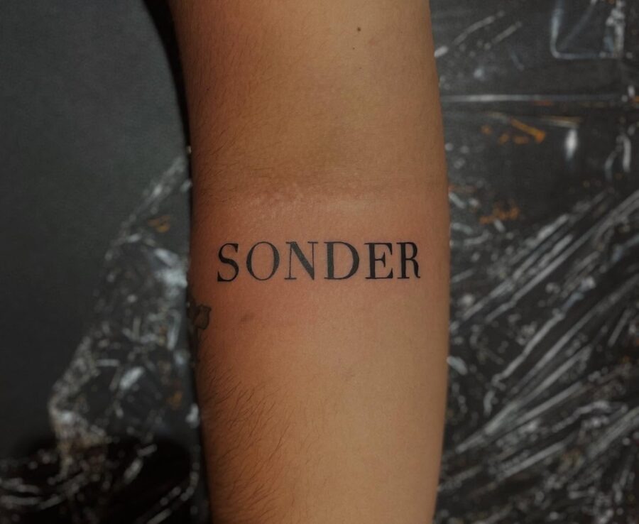 Inked expression of the word 'Sonder' Tattoo Design
