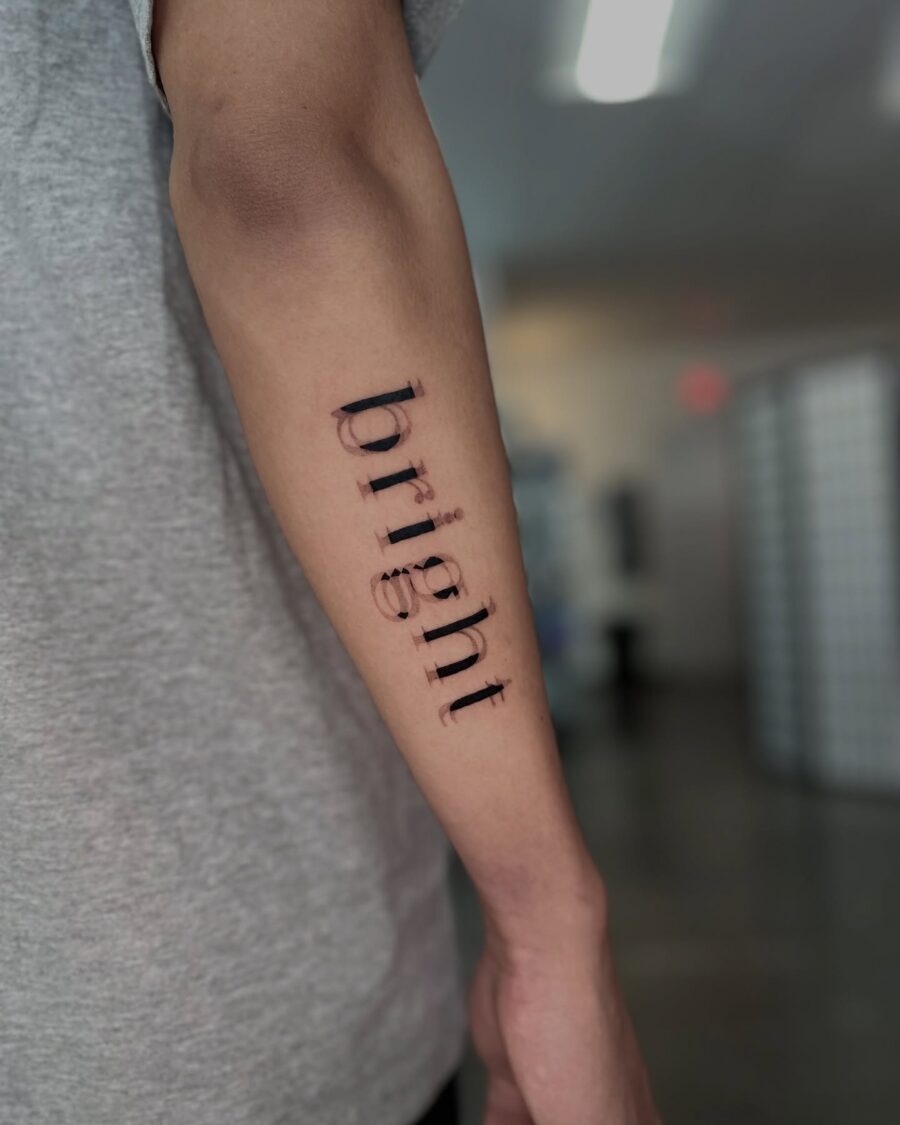Inspiring one-word tattoo showcasing 'bright' Tattoo Design